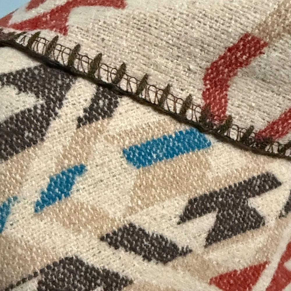 Southwestern Aztec Tribal Print Poncho Shawl Multicolor Boho Festival Wrap OS
